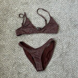 Triangl sparkle maroon bikini set